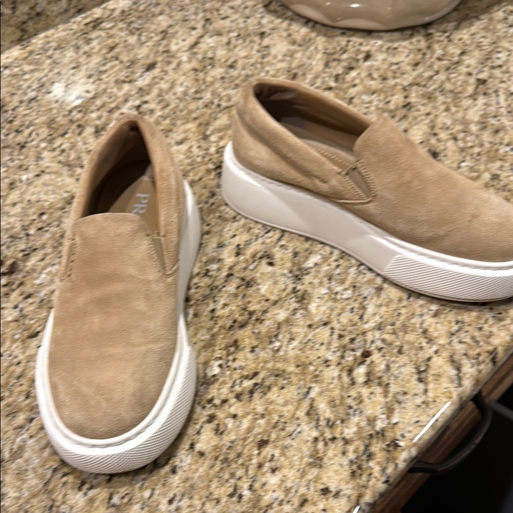 Tan Slip-On Platform Sneakers